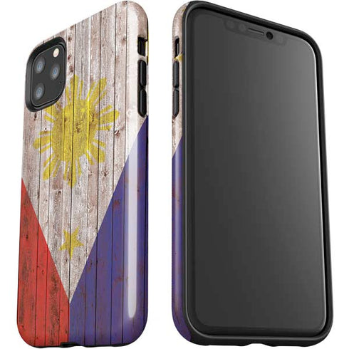 Philippines Flag Dark Wood iPhone 11 Pro Max Impact Case